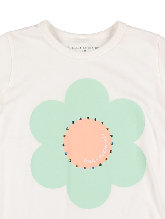 Stella Mccartney Kids: Organic cotton embellished t-shirt - Beyaz - kids-girls_1 | Luisa Via Roma