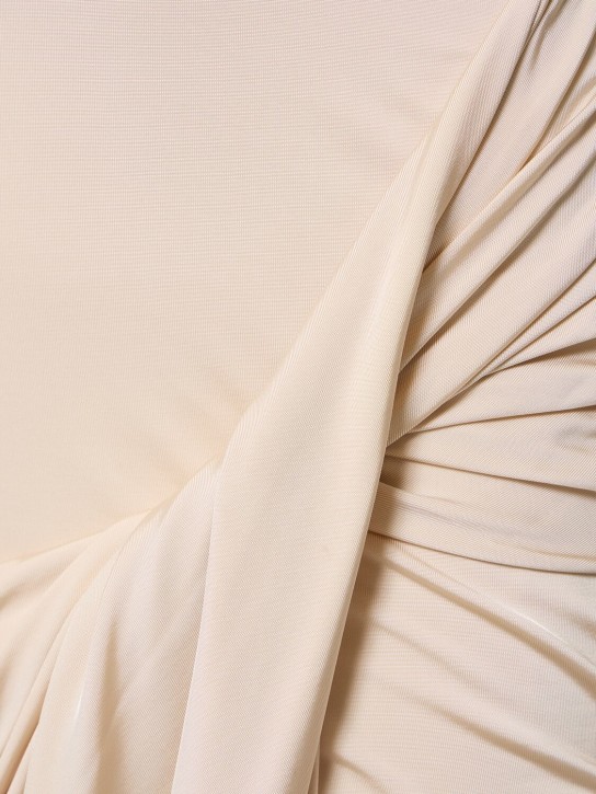 MUGLER: Gonna midi in jersey e raso di viscosa - Beige Chiaro - women_3 | Luisa Via Roma