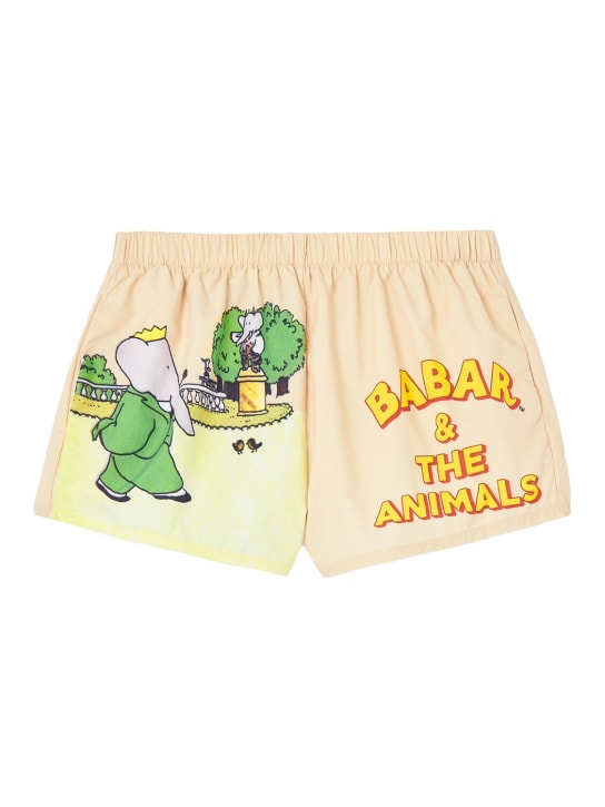 The Animals Observatory: Bañador shorts de nylon estampado - Beige Claro - kids-girls_0 | Luisa Via Roma