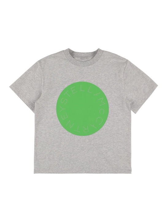 Stella Mccartney Kids: Printed organic cotton jersey t-shirt - Gri - kids-boys_0 | Luisa Via Roma