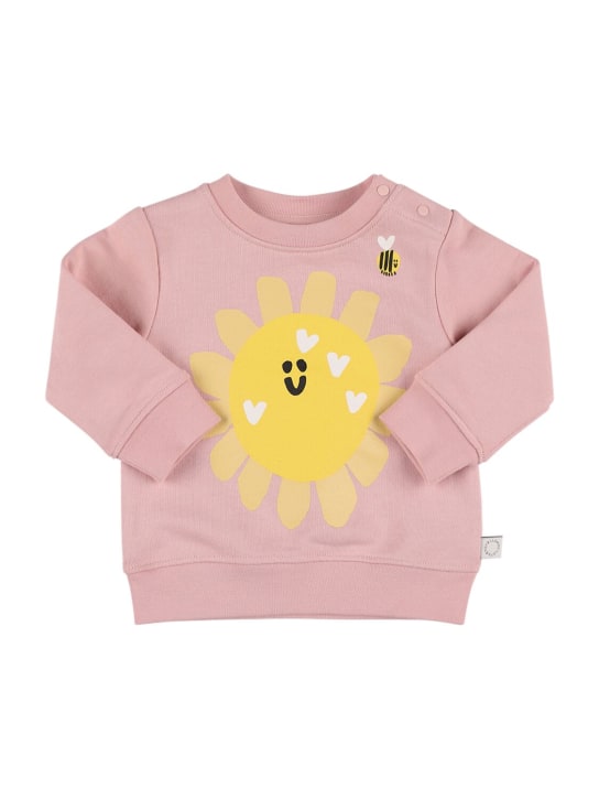 Stella Mccartney Kids: Organic cotton printed crew sweatshirt - Pink - kids-girls_0 | Luisa Via Roma