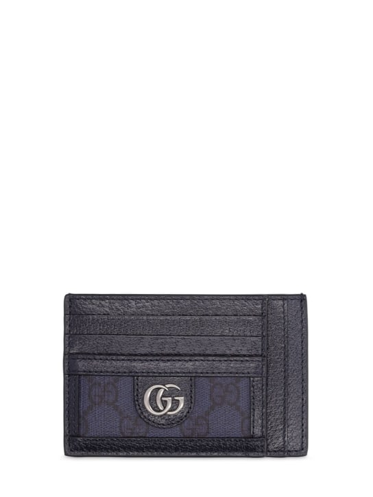 Gucci: Ophidia GG Supreme card case - Blue/Black - men_0 | Luisa Via Roma