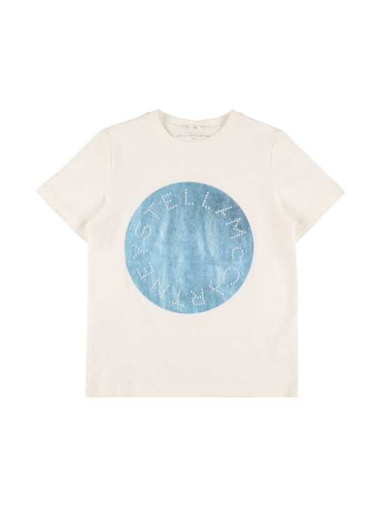 Stella Mccartney Kids: Printed logo cotton t-shirt - Beyaz - kids-girls_0 | Luisa Via Roma