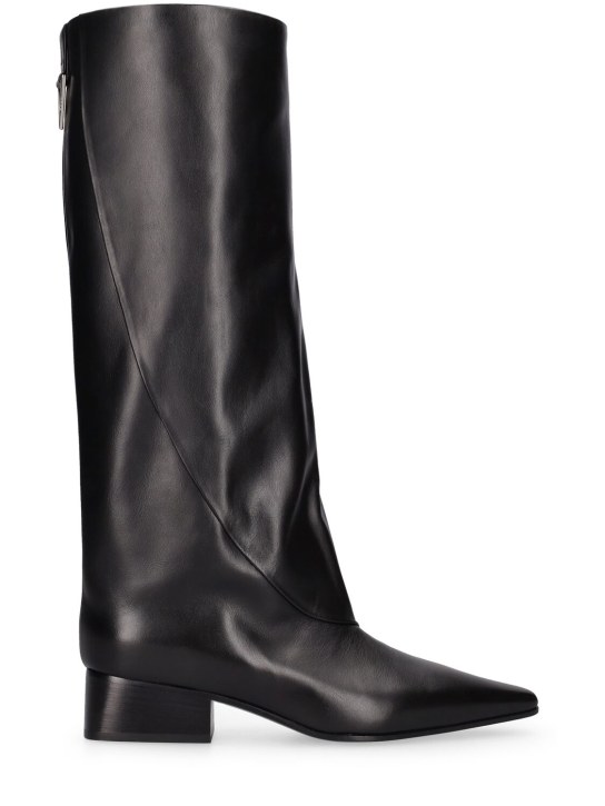 The Attico: 45mm Ibiza leather tall boots - Siyah - women_0 | Luisa Via Roma