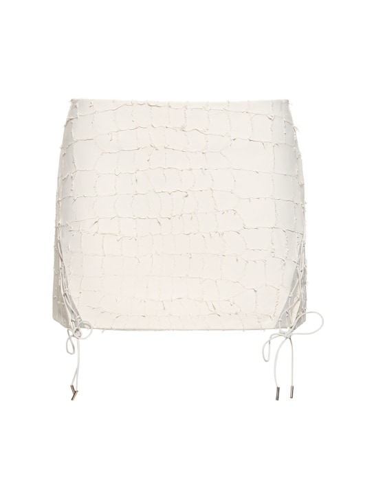 Dion Lee: Snake etched leather mini skirt - Ivory - women_0 | Luisa Via Roma