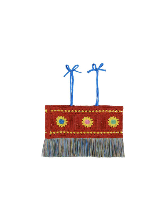 Stella Mccartney Kids: Knit top w/fringes - Kırmızı - kids-girls_0 | Luisa Via Roma
