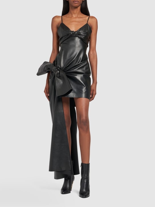 Alexander McQueen: Vestido corto de piel - Negro - women_1 | Luisa Via Roma