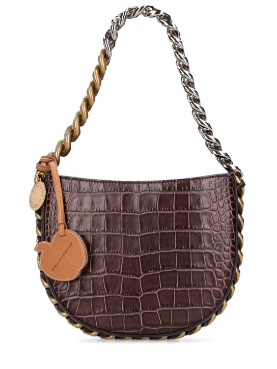 Stella McCartney: Small Eco Alter Mat embossed bag - Dark Brown - women_0 | Luisa Via Roma