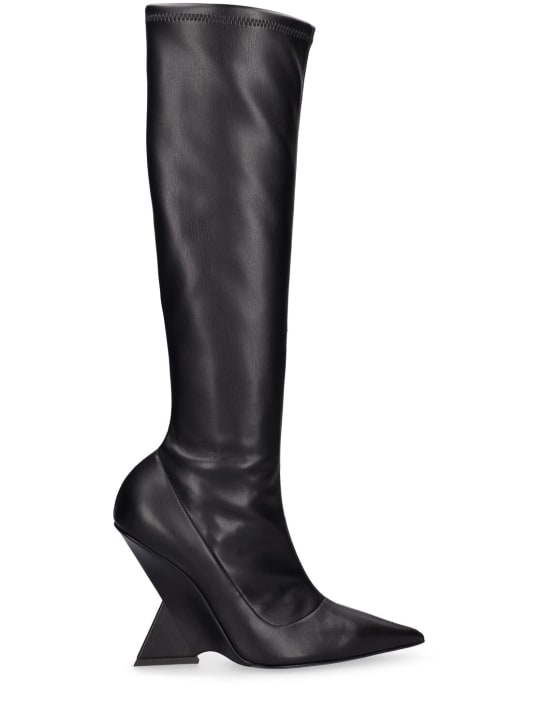 The Attico: 105mm Cheope faux leather tall boots - Black - women_0 | Luisa Via Roma