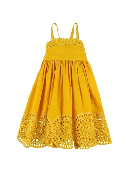 Stella Mccartney Kids: Organic cotton openwork dress - Yellow - kids-girls_0 | Luisa Via Roma