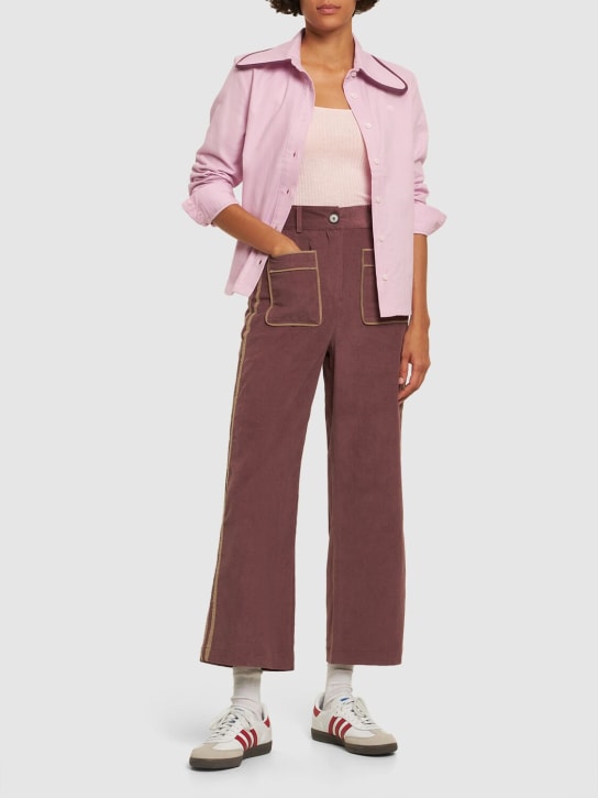 Maria de la Orden: Niza corduroy straight high waist pants - Pink - women_1 | Luisa Via Roma