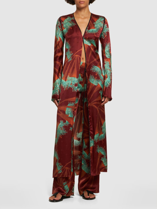 Johanna Ortiz: Pantalon ample en soie Chocolate Unbound - Rouge/Turquoise - women_1 | Luisa Via Roma