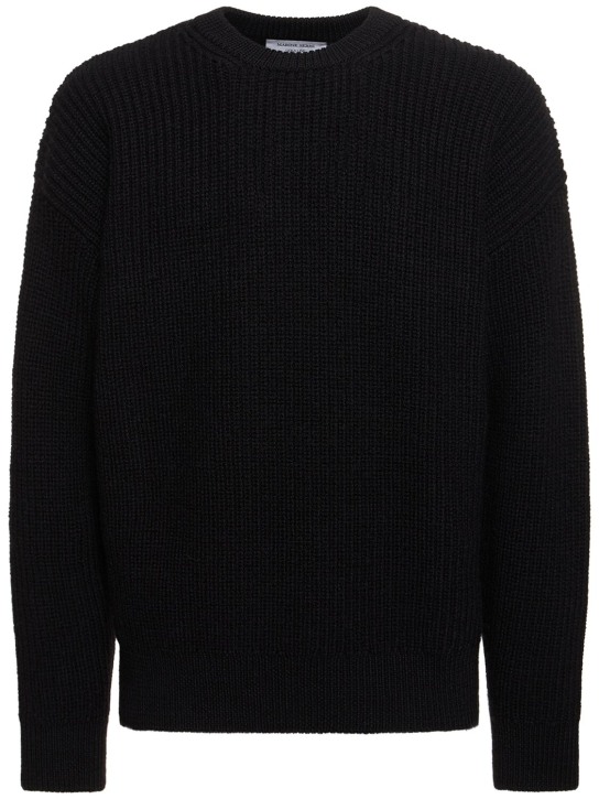 Marine Serre: Suéter de punto de lana - Negro - men_0 | Luisa Via Roma