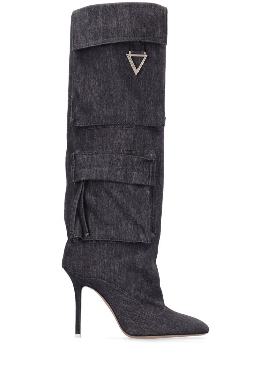 The Attico: 105mm hohe Stiefel aus Denim „Sienna“ - Dunkelgrau - women_0 | Luisa Via Roma