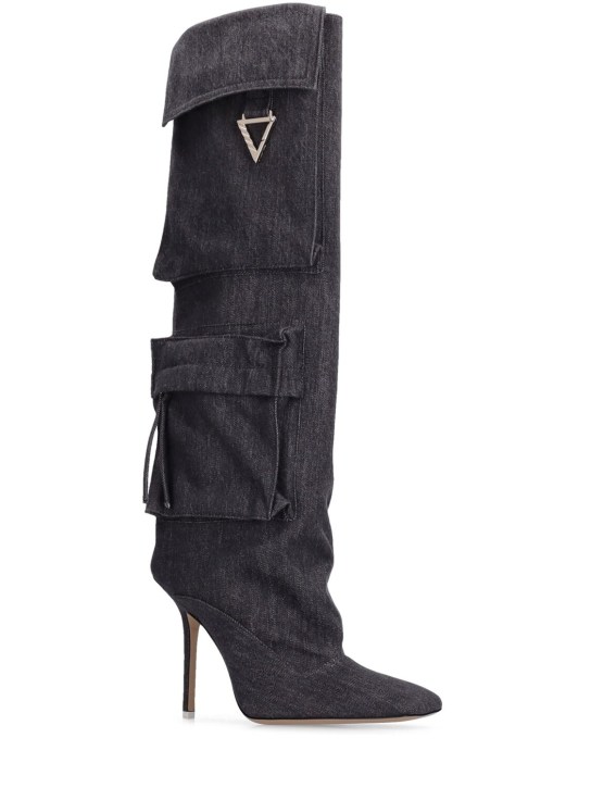 The Attico: 105mm Sienna denim tall boots - Dark Grey - women_2 | Luisa Via Roma