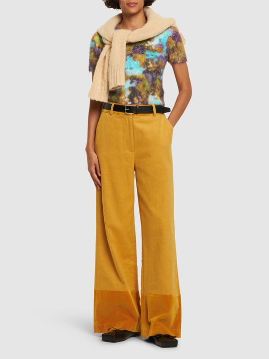 Maria de la Orden: Romeo wide pants w/ velvet inserts - Yellow - women_1 | Luisa Via Roma