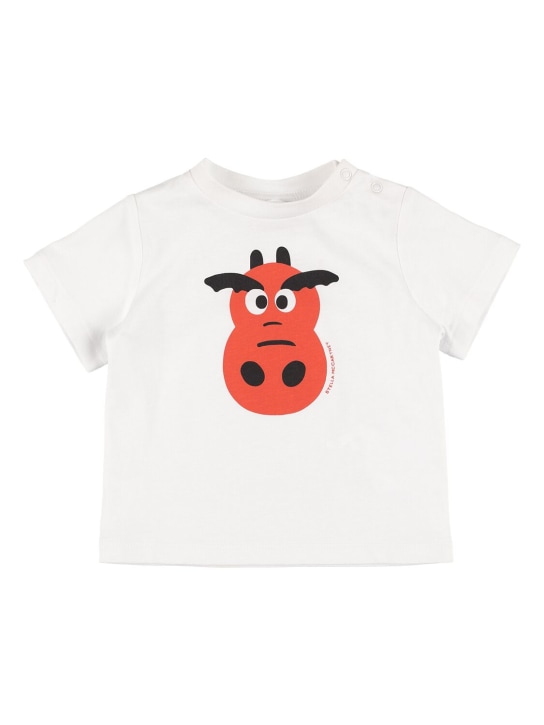 Stella Mccartney Kids: Camiseta de jersey de algodón orgánico estampada - Blanco - kids-boys_0 | Luisa Via Roma