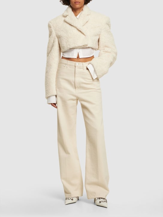 Alessandro Vigilante: Kurze Jacke aus flauschigem Fleece - Elfenbein - women_1 | Luisa Via Roma