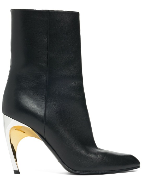 Alexander McQueen: 95mm Armadillo leather boots - Black - women_0 | Luisa Via Roma