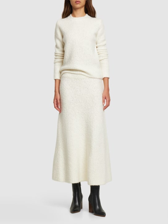 Gabriela Hearst: Falda de punto de seda de cintura alta - Marfil - women_1 | Luisa Via Roma