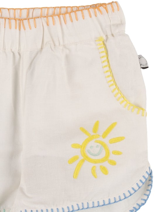Stella Mccartney Kids: Organic cotton & linen shorts - Fil dişi rengi - kids-girls_1 | Luisa Via Roma