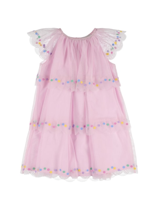 Stella Mccartney Kids: Layered tulle short sleeved dress - Pink - kids-girls_0 | Luisa Via Roma