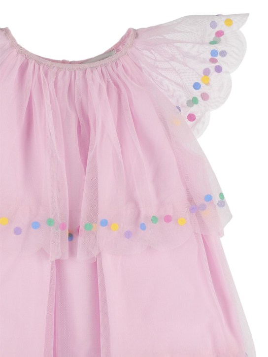 Stella Mccartney Kids: Layered tulle short sleeved dress - Pink - kids-girls_1 | Luisa Via Roma