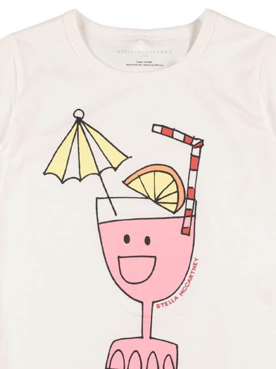 Stella Mccartney Kids: Organic cotton printed t-shirt - Beyaz - kids-girls_1 | Luisa Via Roma