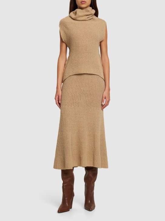 Gimaguas: Isola knitted wool midi skirt - Beige - women_1 | Luisa Via Roma