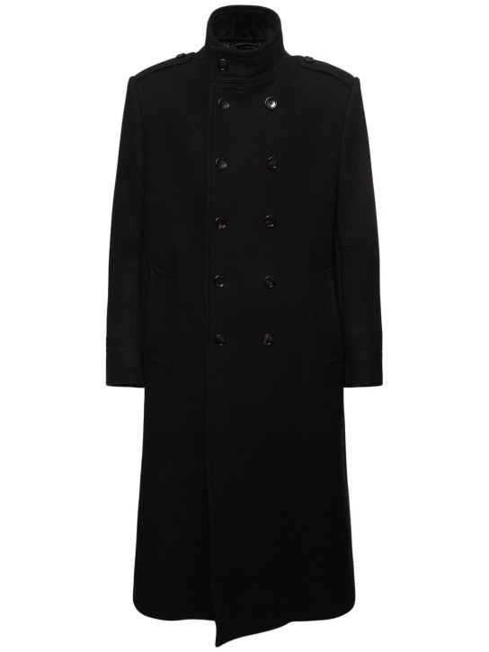 Tom Ford: Wool blend Melton coat - Black - men_0 | Luisa Via Roma