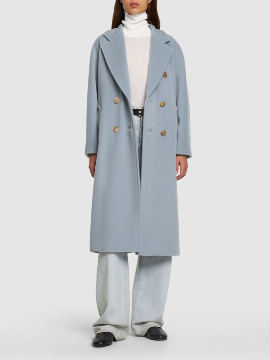 Max Mara: Manteau long en laine avec ceinture Madame - Bleu Clair - women_1 | Luisa Via Roma