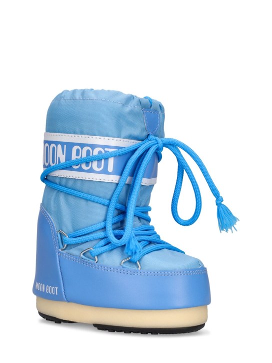 Moon Boot: Icon tall nylon snow boots - Light Blue - kids-boys_1 | Luisa Via Roma