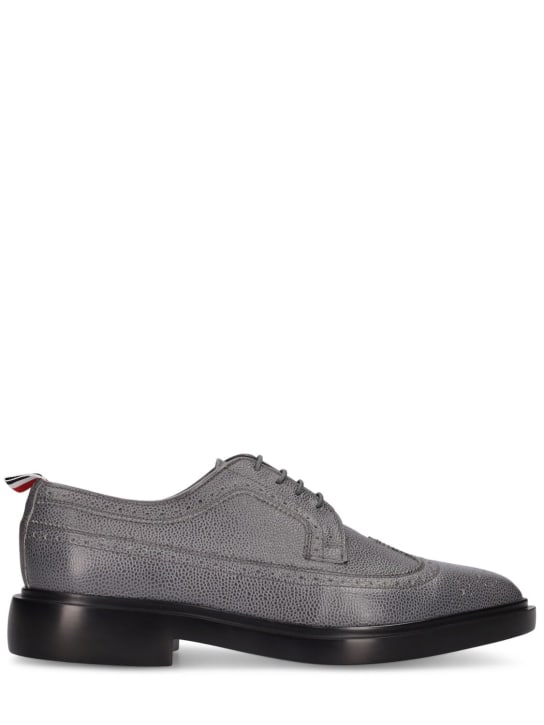 Thom Browne: Classic leather lace-up shoes - Dark Grey - men_0 | Luisa Via Roma
