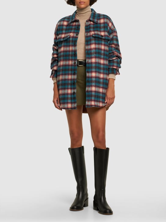 Dsquared2: Checked wool flannel & teddy overshirt - women_1 | Luisa Via Roma