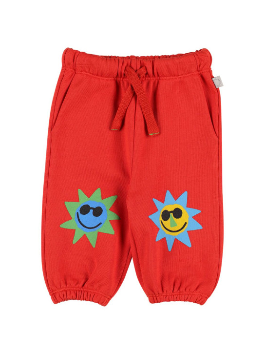 Stella Mccartney Kids: Printed organic cotton sweat pants - Kırmızı - kids-boys_0 | Luisa Via Roma