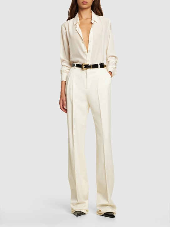Saint Laurent: Silk crepe de chine shirt - White - women_1 | Luisa Via Roma