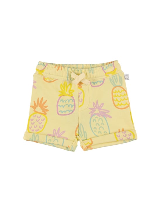 Stella Mccartney Kids: Organic cotton sweat shorts - Light Yellow - kids-girls_0 | Luisa Via Roma