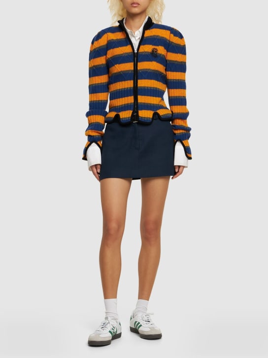 Cormio: Divna embroidered wool blend sweater - Orange/Blue - women_1 | Luisa Via Roma