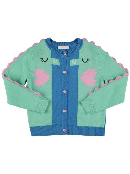 Stella Mccartney Kids: Cotton blend knit cardigan - Mavi/Renkli - kids-girls_0 | Luisa Via Roma