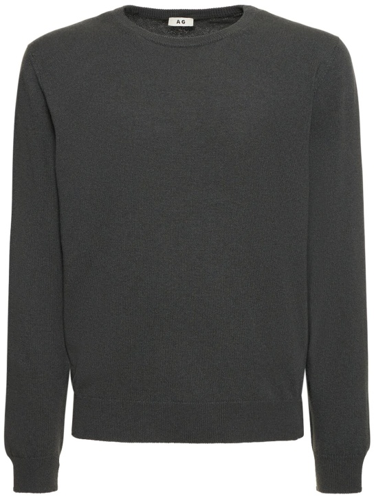 Annagreta: Lorenzo cashmere crewneck sweater - Gri - men_0 | Luisa Via Roma
