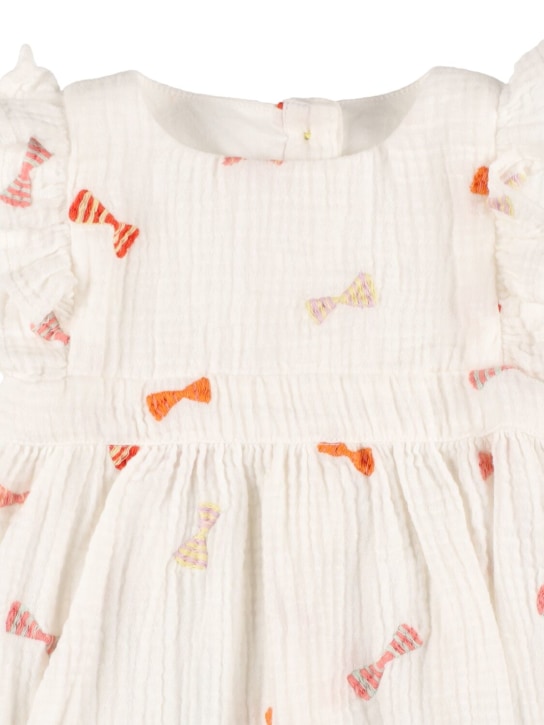 Stella Mccartney Kids: Embroidered cotton gauze romper - Beyaz - kids-girls_1 | Luisa Via Roma