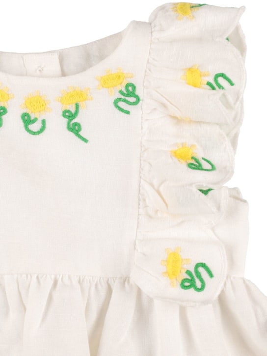 Stella Mccartney Kids: Organic cotton & linen top - Beyaz - kids-girls_1 | Luisa Via Roma