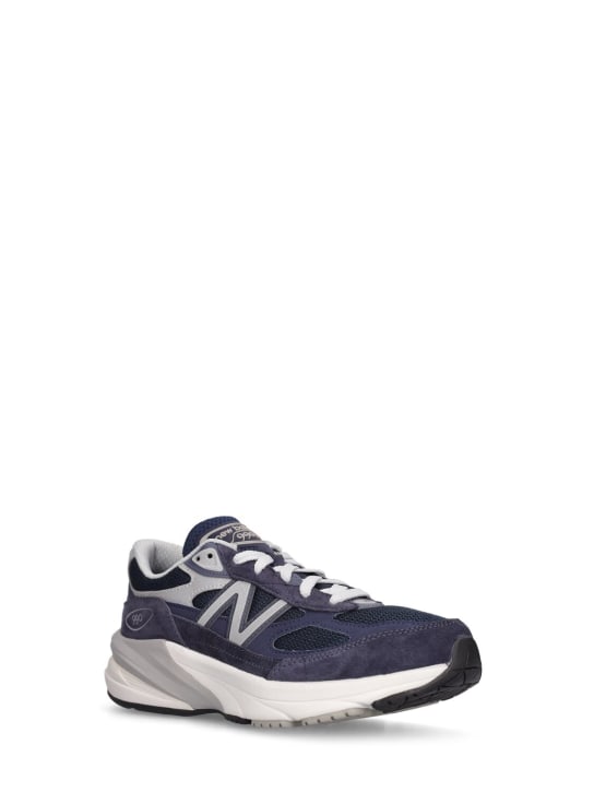 New Balance: Sneakers 990 v6 de piel y malla - Azul Marino - kids-girls_1 | Luisa Via Roma
