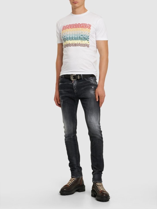 Dsquared2: Bedrucktes T-Shirt aus Baumwolljersey - Weiß - men_1 | Luisa Via Roma