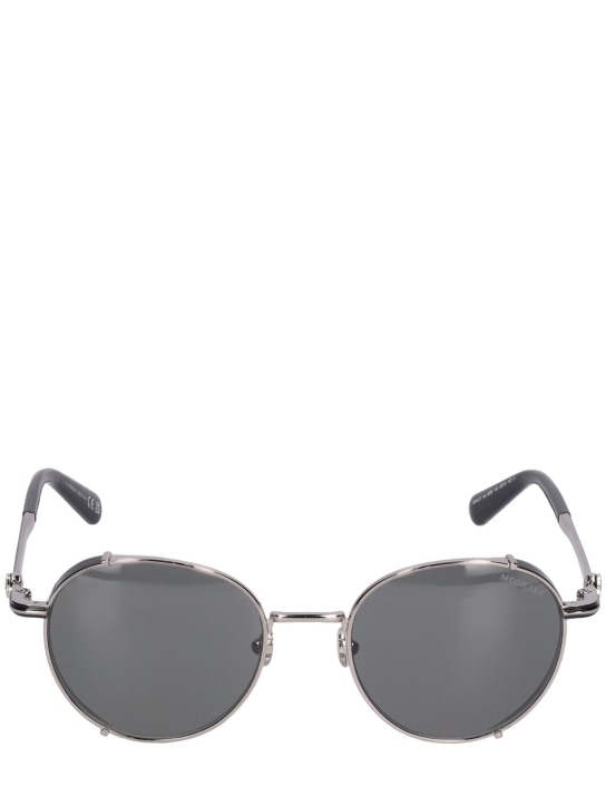 Moncler: Round metal sunglasses - Black/Silver - women_0 | Luisa Via Roma