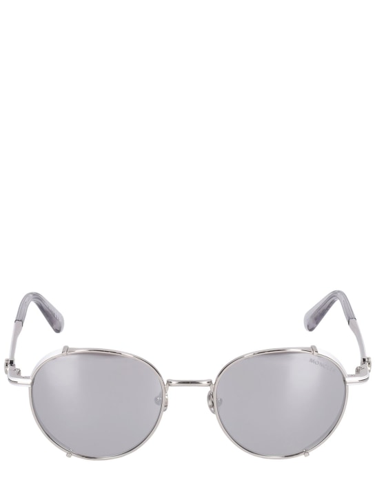 Moncler: Round metal sunglasses - Sarı - women_0 | Luisa Via Roma