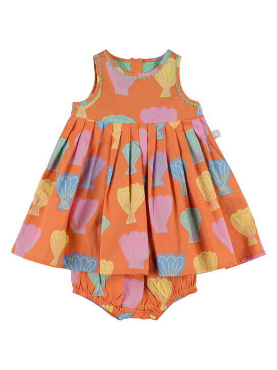 Stella Mccartney Kids: Vestito con culotte in popeline di cotone - Arancione - kids-girls_0 | Luisa Via Roma