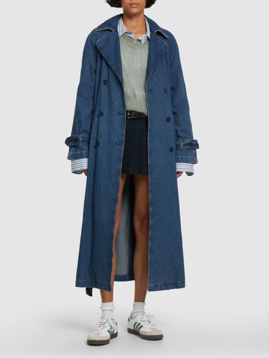 Reformation: Trench-coat en denim de coton Hayes - Bleu - women_1 | Luisa Via Roma