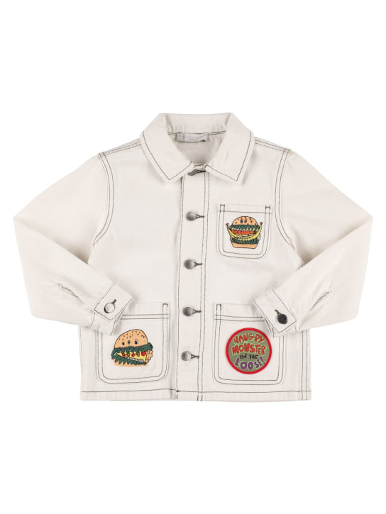 Stella Mccartney Kids: Embroidered cotton denim jacket - White - kids-boys_0 | Luisa Via Roma