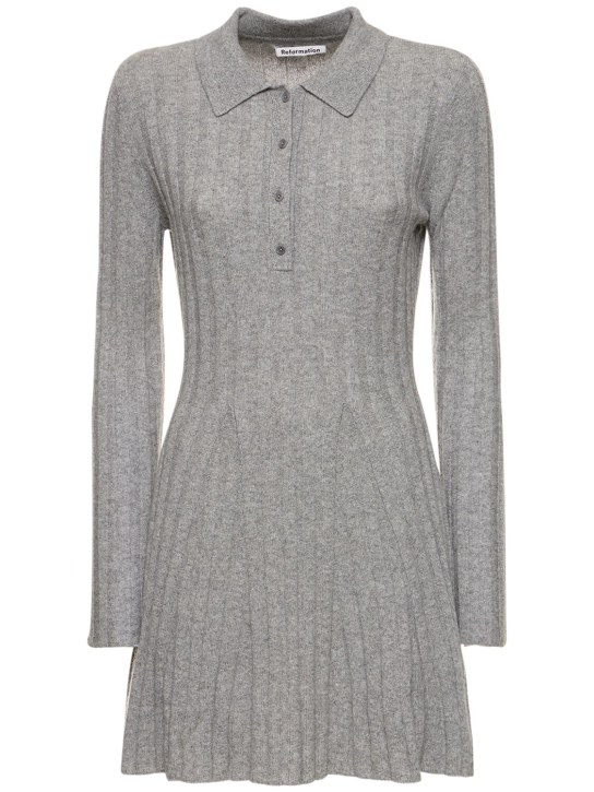 Reformation: Walsh collared cashmere mini dress - Grey - women_0 | Luisa Via Roma